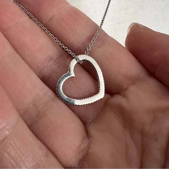 Faux diamond heart pendant sparkle necklace on a silver tone chain - Picture 3 of 5